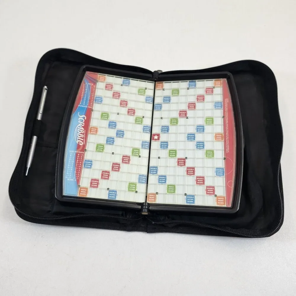 Scrabble Game Folio Edition In Zippered Travel Case Portable Complete Set Hasbro